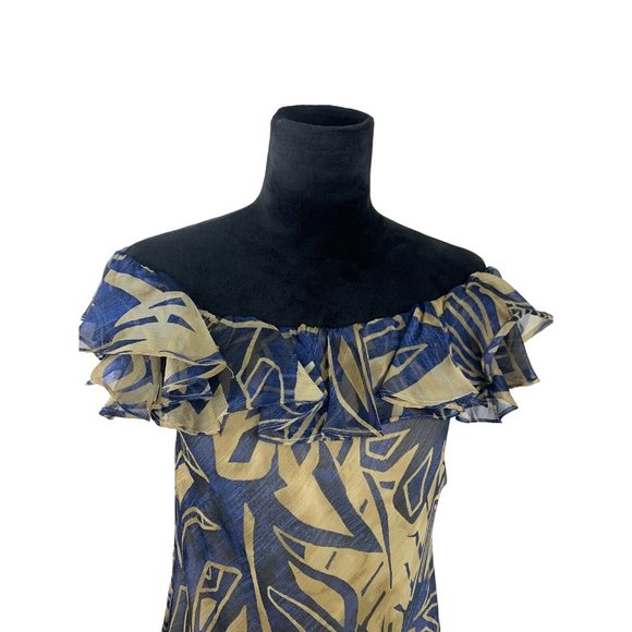 Lauren Ralph Lauren Size 6 Ruffled Off The Shoulder Chiffon Blouse NWT - Picture 2 of 10